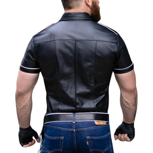 Camisa de Uniforme Perforada, Elegante Camisa de Uniforme de Cuero con Diseño Perforado para una Declaración de Moda Cómoda y Audaz - Product Image 5