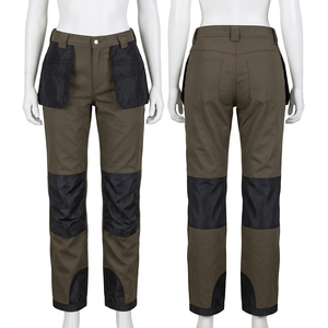 Pantalones de Trabajo para Mujer, Lona de 300 g/m², Color Gris con Paneles Negros, Estilo Utilitario, Logotipo Personalizado, Pantalones Cargo Flexibles - Product Image 6