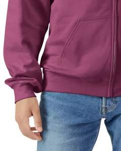 Unisex zip up <b>hoodie</b> in plum <b>purple</b> full zip fleece hooded sweatshirt OEM custom logo printing <b>men</b> women casual wear - Product Image 6
