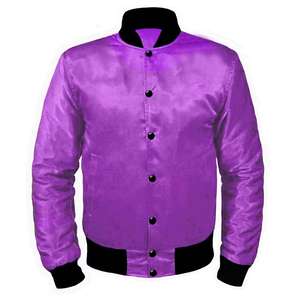 Chaqueta Bomber Varsity de béisbol personalizada para hombre, chaqueta de satén con forro acolchado, logotipo bordado, cuello levantado, Material de lona para invierno - Product Image 5