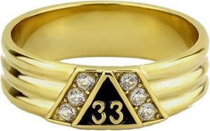 Anneau en acier inoxydable du Rite écossais de la 33e division, 33e division, 33e division, maçonnique, matériau métallique, strass - Product Image 6