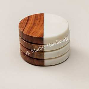 Luxury Marble Wood Coaster <b>Set</b> Handcrafted Home Decoration for <b>Tea</b> Coffee Best Price Wholesale Good Quality - Product Image 1