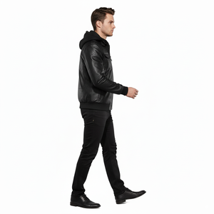 แจ็กเก็ตหนังมีเข็มขัดสไตล์คลาสสิกพร้อมปกเฟอร์เทียม - Product Image 4