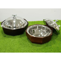 Desain terbaru baja tahan karat makanan penutup piring panci Casserole piring dekorasi meja makanan hangat Display piring harga rendah