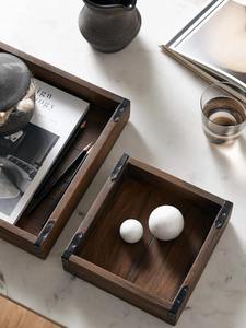 Plateau en bois d'acacia antique, grand - Product Image 2