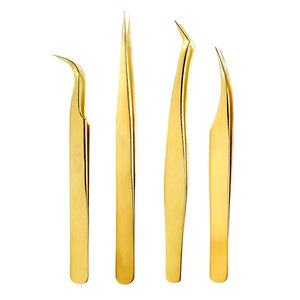 Pince à cils en acier inoxydable avec logo personnalisé en or Pince à épiler à pointe en fibre de volume à prise en diamant à vendre - Product Image 5