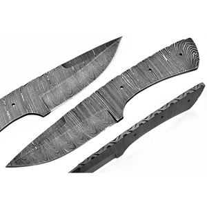 Couteau de chasse à lame vierge en acier damas fait à la main, couteau à lame fixe sans poignées - Product Image 1