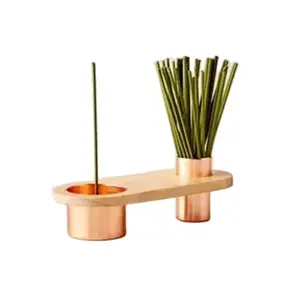 Soporte de incienso de Metal árabe de Oriente Medio hecho con cobre de aspecto de lujo, difusor de Aroma, quemador de incienso de escritorio para fragancia aromática - Product Image 1