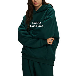 Venta al por mayor Drop Shoulder Hooded Women's Hoodies Moda Casual Grueso Oversize Color sólido Sudaderas con capucha para mujer - Product Image 4