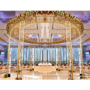 Décoration de mariage moderne, Mandap/Chuppah en métal, dernier modèle de Mandap rond en métal pour mariage, décoration de mariage anglaise, Mandap en métal CALIGFORNIA - Product Image 1