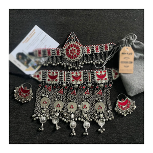 ชุดเครื่องประดับ afghan OEM ODM แบบสั่งทำสำหรับเจ้าสาวต่างหูสร้อยคองานทำมือดีไซน์เครื่องประดับ kuchi - Product Image 2