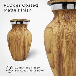 Urn <b>for</b> Human <b>Ashes</b> Aluminum with Wood Grain Finish | Mini Metal Sharing Personal Funeral Urn <b>for</b> Pet or Human <b>Ashes</b> (Oak) - Product Image 6