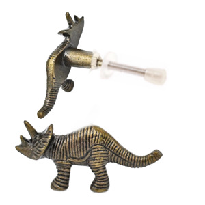 Boutons de porte et poignée de tiroir en fonte antique en laiton au design moderne de dinosaure pour armoire, commode, cuisine ou chambre à coucher - Product Image 2