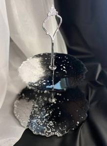 Soporte de pastel de resina negra moderno de 2 niveles, superventas, fiestas de boda y eventos de calidad superior, Decoración de mesa, soportes para pasteles - Product Image 2