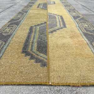 1.8x5.6 ft Rug, Vintage Turkish Rug, <b>Brown</b> <b>Wool</b> Rug - Product Image 5