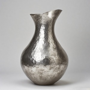 NickelShine Textured Vase with Polished <b>Silver</b> Finish Tone Floor Vase Floral Embossed Design Home Decor Accent Statement - Product Image 3