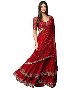 CRÉATEUR DE MARIAGE GEORGETTE TRAVAIL LOURD LEHENGAS AVEC DUPATTA - Product Image 1