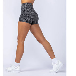 กางเกงขาสั้นโยคะสำหรับผู้หญิงแนวซี่โครงเพิ่มเป็นศูนย์สีดำและสีเทา - Product Image 4