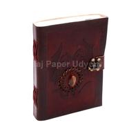 Personalisiertes Echtes Leder-Notizbuch mit Geprägtem Stein-Doppeldrachen-Motiv und Blanko-Seiten