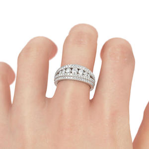 Jeulia Classic Round Cut Diamond Wedding Band-Sterling Silver <b>Split</b> Shank <b>Ring</b> for Women - Product Image 4