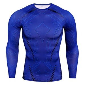 Rash Guard à manches longues multicolore conçu sur mesure pour les hauts actifs pour hommes - Product Image 5