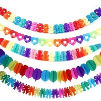Guirlande de fête en papier coloré, décoration d'anniversaire, bannière suspendue, guirlande en papier en forme de cœur, de fleur et de cercle pour fête d'enfants