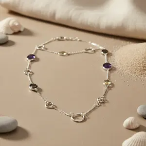 Collar de Moda con Cuentas y Piedras Preciosas de Plata 925 para Mujer - Product Image 1