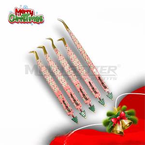 Christmas Wholesale Custom Tweezer Packaging <b>Cluster</b> Eyelash Tweezers Pointed Round 90 Degree Fiber Tip <b>Lash</b> Tweezer Kit - Product Image 2