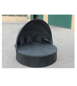 Meubles de jardin en rotin et osier PE, lit de soleil avec auvent, haute qualité et bon marché - Product Image 2