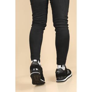 Scarpe da Sneakers da uomo in vera pelle nera di grandi dimensioni M 46-47-48
