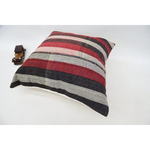 Multicolor Tartan Pattern Wool Kilim Patchwork Pillow 24x24 Inch <b>Fluffy</b> Vintage Leaves Design <b>Cushion</b> Woven Decorative <b>Cushion</b> - Product Image 5
