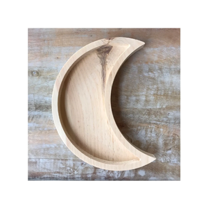 Plateau décoratif en bois au look élégant Assiette de service en bois massif de qualité exclusive Forme de lune de fabrication en Inde - Product Image 3