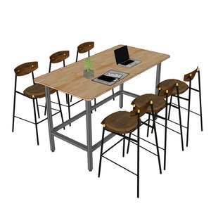 Industrial Oval Standing Conference <b>Table</b> 180x90x105cm Rubber Wood Top with Iron Legs Assembly Required HBMN39 - Product Image 2