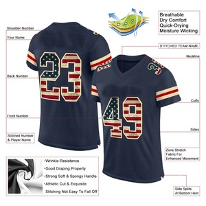 Jersey de fútbol americano sublimado personalizado, camisetas de fútbol americano con uniforme de jugador de sarga de aparejos - Product Image 2