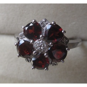 Women's Natural Garnet and White Topaz <b>Ring</b> in 925 Sterling <b>Silver</b> <b>Adjustable</b> Free Size 18K Plating Shah Gems for Gifts - Product Image 1