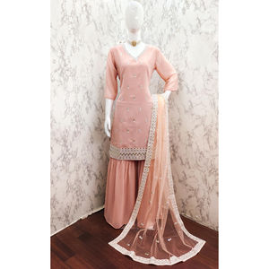 ชุด Kurta ดีไซเนอร์สำหรับผู้หญิงเสื้อแขนยาวปักลายมีสไตล์พร้อมบานพริ้วไหวเหมาะสำหรับใส่แบบดั้งเดิมสวมใส่สบายๆและเป็นทางการ - Product Image 1