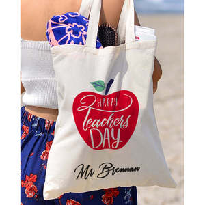Sac fourre-tout personnalisable rouge pomme pour femme, sac à main résistant à l'eau avec fermeture éclair pour toutes les saisons, idéal pour les enseignants - Product Image 5