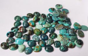 Cabochon ovale en turquoise tibétaine naturelle 5x7mm de qualité supérieure-Ovale en vrac turquoise tibétaine - Product Image 2