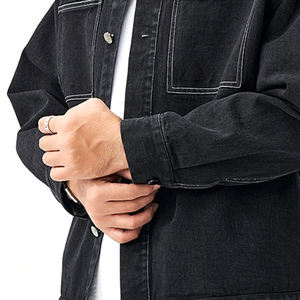 Haute qualité hommes décontracté Hip Hop col rabattu Denim Jeans vestes personnalisé imprimé avant Street Style pour l'hiver en gros - Product Image 5