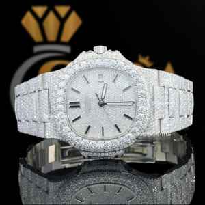 Montre de luxe en moissanite pour homme VVS Diamond Tester Pass Mouvement automatique Montre hip-hop bling en acier inoxydable - Product Image 1