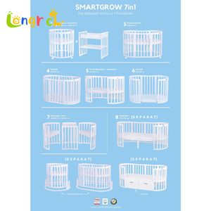 8-in-1 Oval <strong>Natural</strong> Wood Baby Bed Set Complete Growing Cot 7-in-1 Features Cot Mattress Changing Unit Side Bed For Bedroom Use - Product Image 4