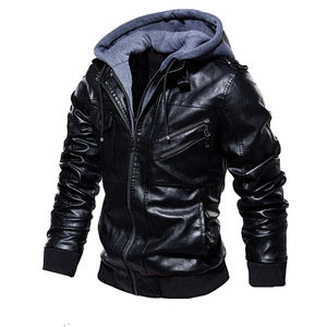 Chaqueta de cuero con cuello levantado de moda de invierno para hombre con cremallera Logotipo frontal de nuevo estilo Procesamiento recubierto al por mayor - Product Image 5