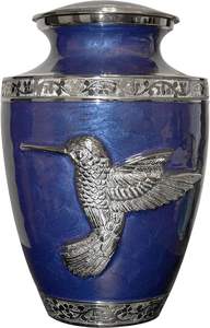 Urne colibri pour cendres humaines Grande urne funéraire bleue adulte avec personnalisation - Product Image 3