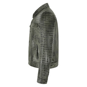 Chaqueta de cocodrilo genuina para hombre Piel de vaca chapada en cocodrilo con chaqueta de cuero de cocodrilo para hombre OEM - Product Image 4