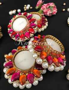 Juego de cuentas de Rangoli florales indios hechos a mano, decoración de Diwali de perlas para boda, decoración del hogar, casa de playa para eventos, portavelas de té - Product Image 2