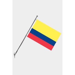 Mástil telescópico de pared para bandera de Colombia, de aluminio y poliéster, con impresión digital de 3x5 pies, para agencias de seguros y de viajes - Product Image 1