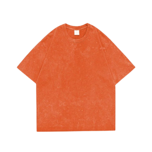 เสื้อยืดสไตล์ฮิปฮอปผู้ชาย ผ้าถักลายฟอกสี 100% ผ้าฝ้าย ทรงโอเวอร์ไซส์ วินเทจ สกรีนโลโก้เองได้ สตรีทแวร์ คุณภาพจากบังกลาเทศ - Product Image 5