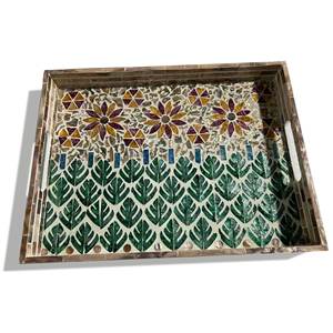 Plateau de service à motif Floral en nacre fait à la main, Rectangle vietnamien - Product Image 1