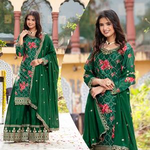 ชุดปาร์ตี้ดูดีไซน์เนอร์จากด้านบนและ dupatta พร้อมงานปักลำดับ - Product Image 3