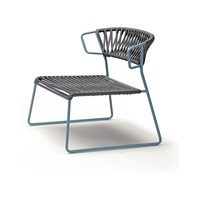 Fauteuil lounge d'extérieur/intérieur avec assise en corde nautique et structure en métal